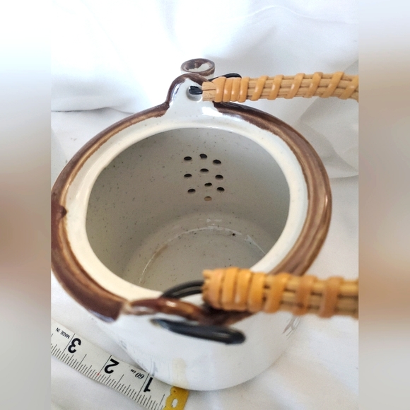 : Vintage Floral Teapot & warmer Set with 5 tea cups Stoneware Speckled - Picture 11 of 16